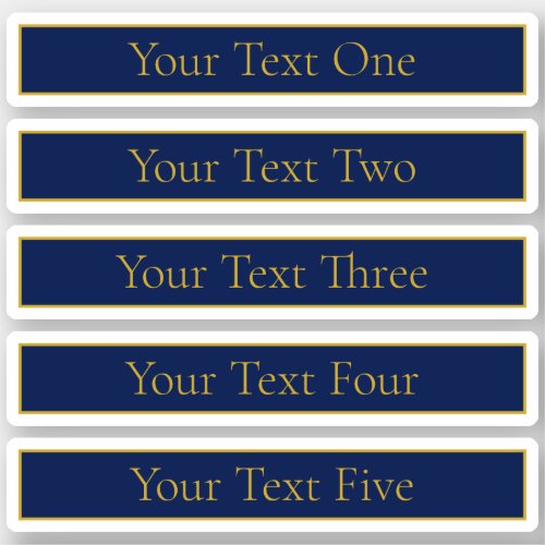 Navy Blue  Gold Name Surname or Business  Sticker
