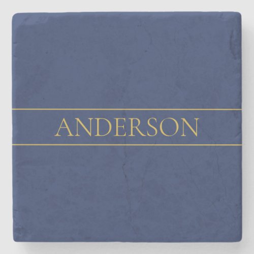 Navy Blue  Gold Name Surname or Business  Stone Coaster