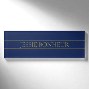 Navy Blue & Gold Name Surname or Business Tag