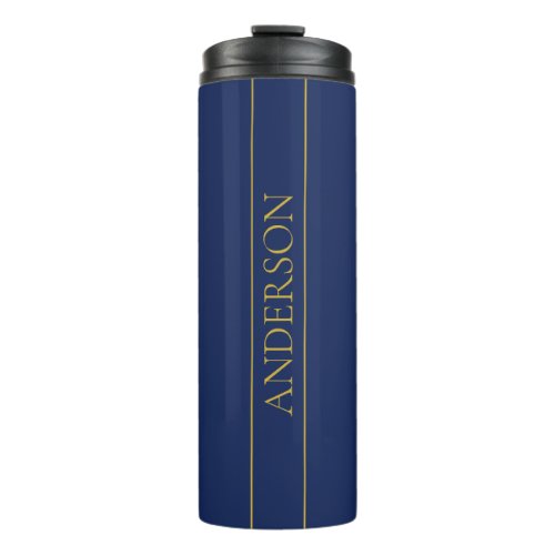 Navy Blue  Gold Name Surname or Business  Thermal Tumbler