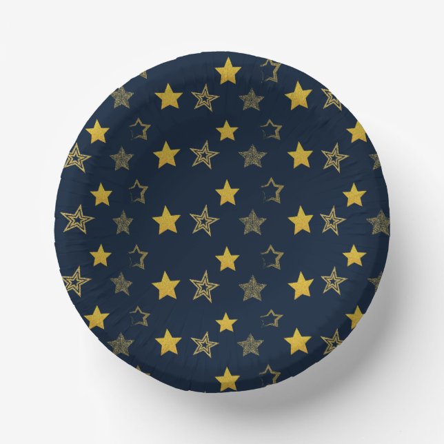 Navy Blue Gold New Years Eve Party  Paper Bowls (Front)