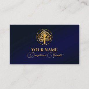 Navy Blue Gold Occupational Therapist Business Card