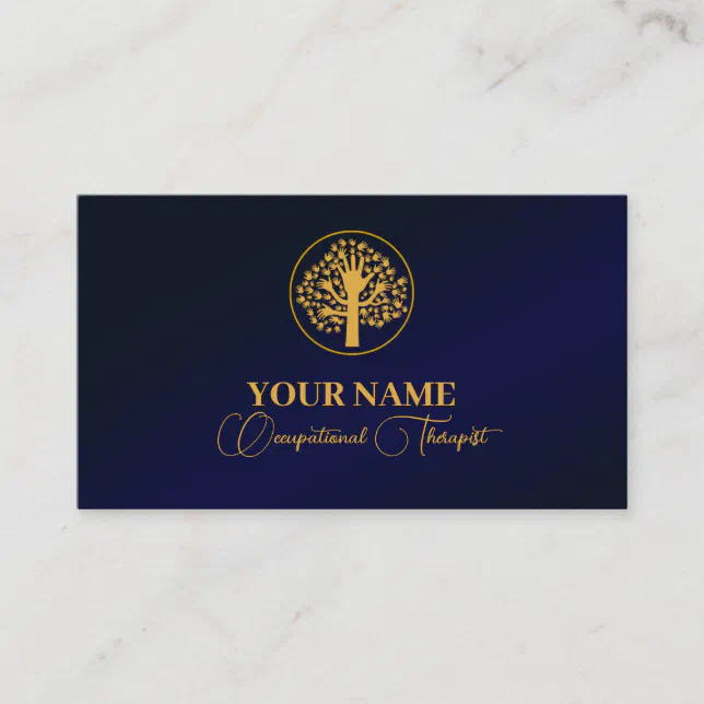 Navy Blue Gold Occupational Therapist Business Card Zazzle