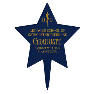 Navy Blue Gold Osteopathic Medical Graduation Cake Topper