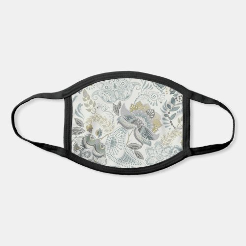 Navy Blue Gold Paisley Pattern Reusable Cloth Face Mask