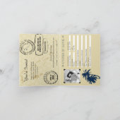 Navy Blue Gold Palm Tree Bahamas Wedding Passport Invitation (Inside)