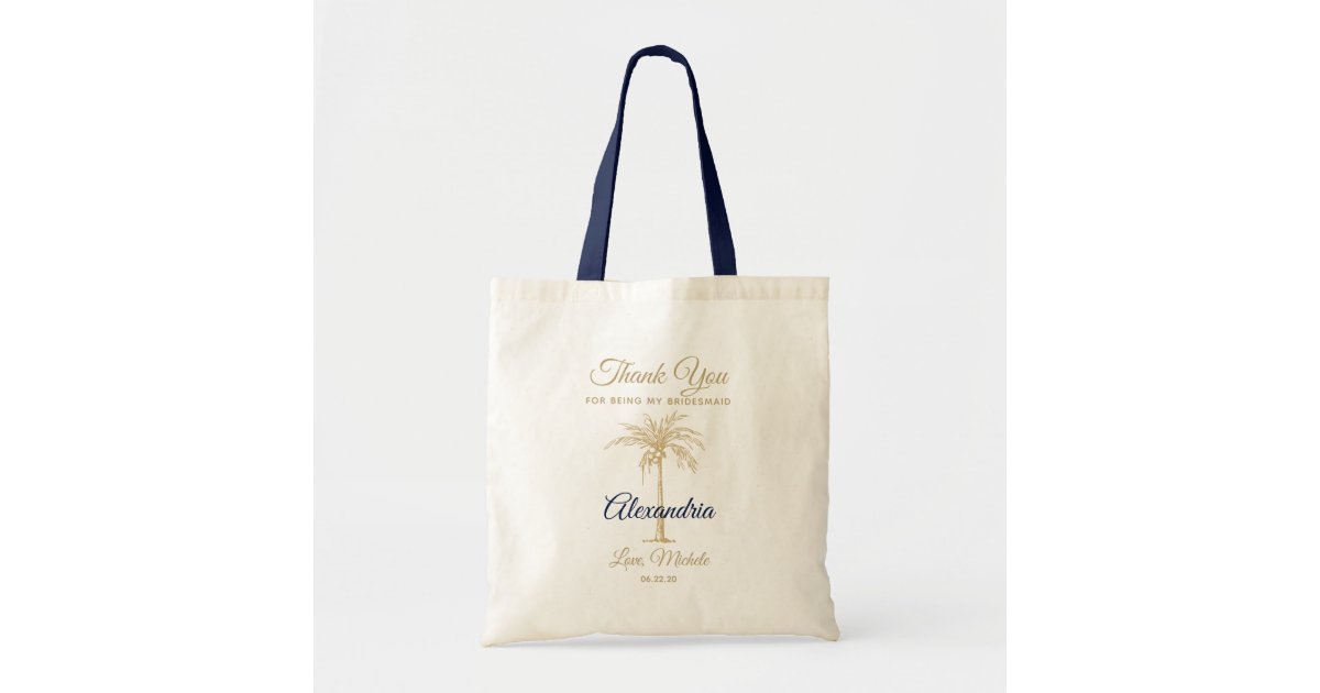 Gold /& Navy Palm Tree Pouch
