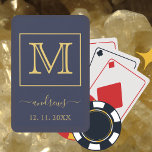 Navy Blue Gold Personalized Monogram And Name Playing Cards at Zazzle