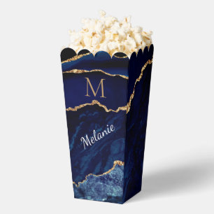 Navy Blue Gold Personalized Popcorn Boxes