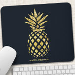 Navy Blue Gold Pineapple Monogram Mouse Pad<br><div class="desc">Navy Blue Gold Pineapple Monogram Mouse Pad. Beautiful elegant navy blue and gold tropical pineapple design.</div>