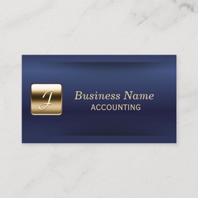 Navy Blue & Gold Professional Accounting  Business Card (Front)