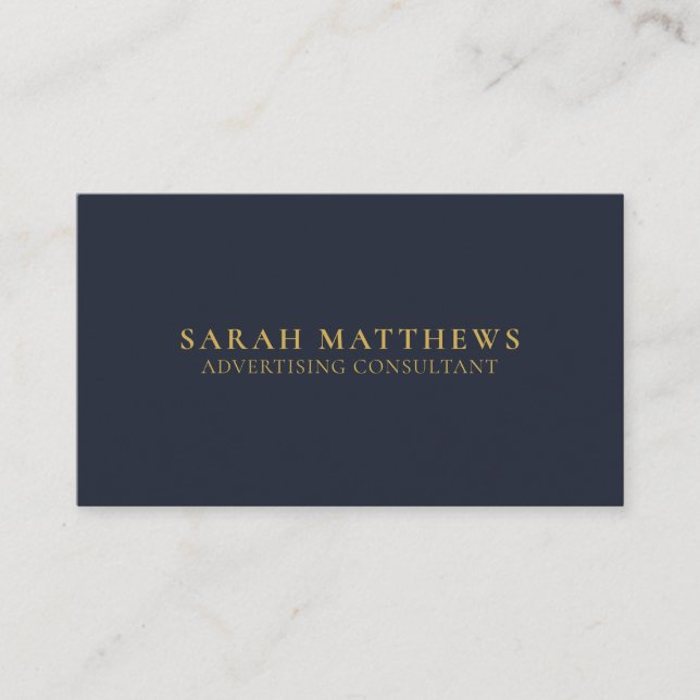 Navy Blue Gold Professional Modern Minimalist Business Card (Front)
