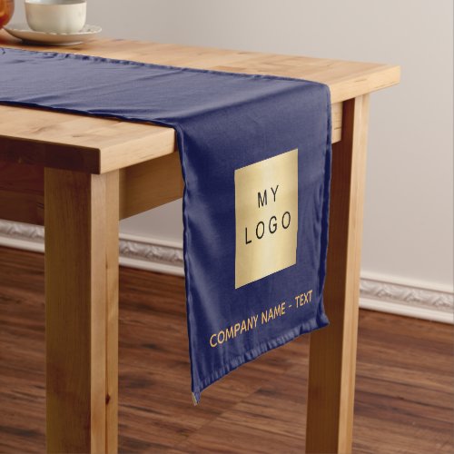 Navy blue gold salon business logo short table runner