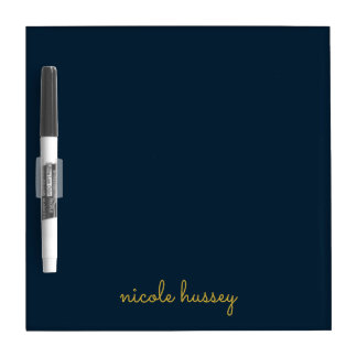 Navy Blue Gold Script | Stylish Monogram Modern Dry Erase Board