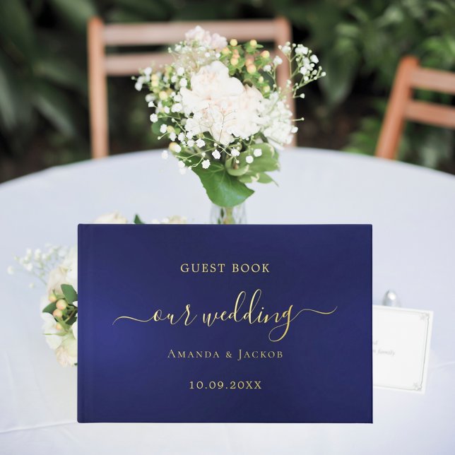 Navy blue gold script wedding  foil guest book  (Creator Uploaded)
