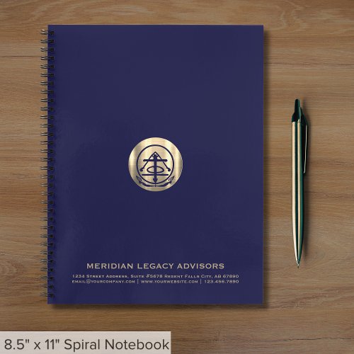 Navy Blue Gold Seal Logo Notebook