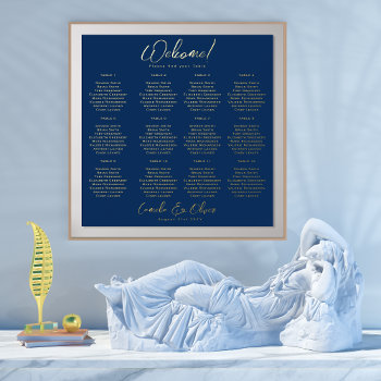 Navy Blue Gold Seating Chart 12 Table Real Foil by invitationz at Zazzle