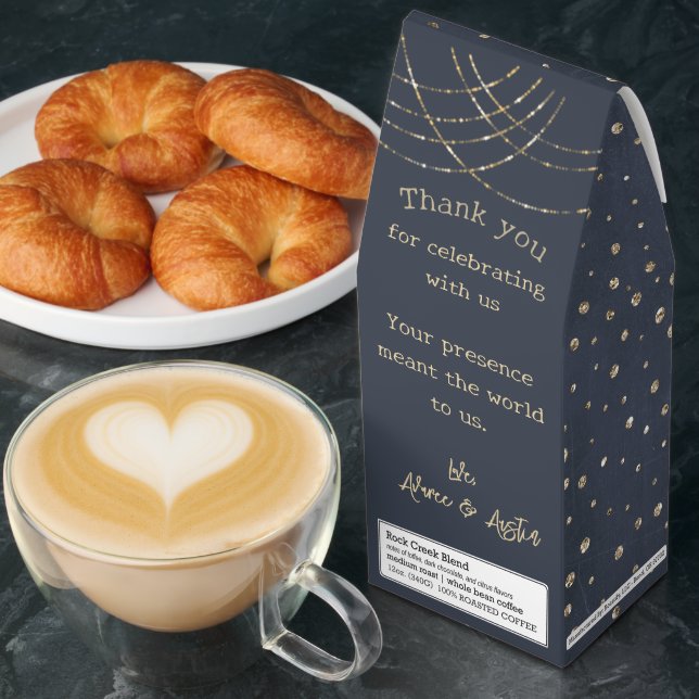  Navy Blue Gold Sequins Wedding Thank You  Roasted Coffee (Breakfast)