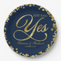 Navy Blue Gold She Said Yes Engagement Party