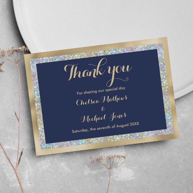 Navy blue gold silver holographic Thank You (Navy blue gold silver holographic Thank You)
