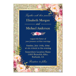 navy and pink wedding invitations zazzle