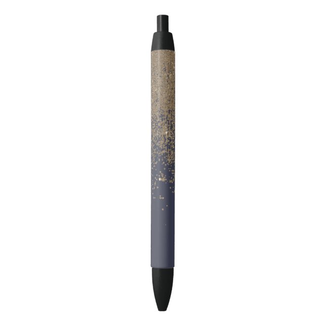 Navy Blue Gold Sparkly Glitter Ombre Pen (Front Vertical)