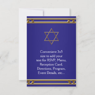 Navy Blue Gold Star of David RSVP All Purpose