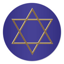Navy Blue Gold Star of David Stickers