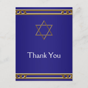 Navy Blue Gold Star of David Thank You Cards