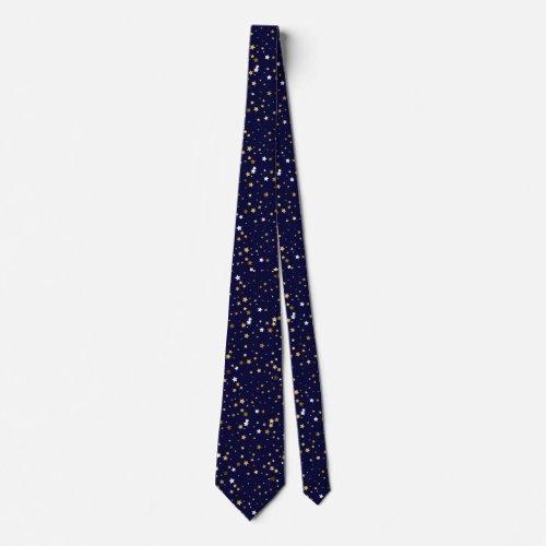 Navy Blue Gold Star Pattern Work Graduation Gift Neck Tie