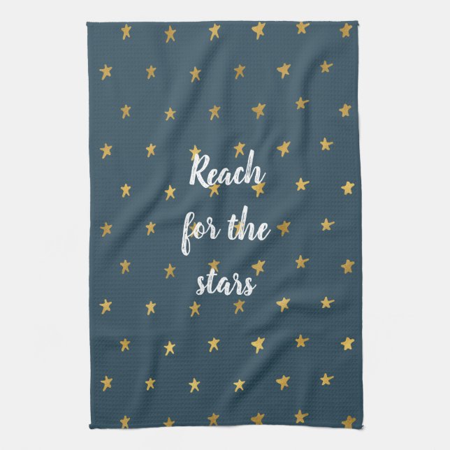 Navy Blue Gold Stars  Kitchen Towel (Vertical)