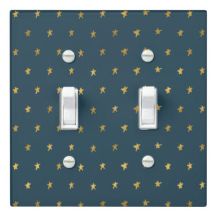 Navy Blue Gold Stars Light Switch Cover