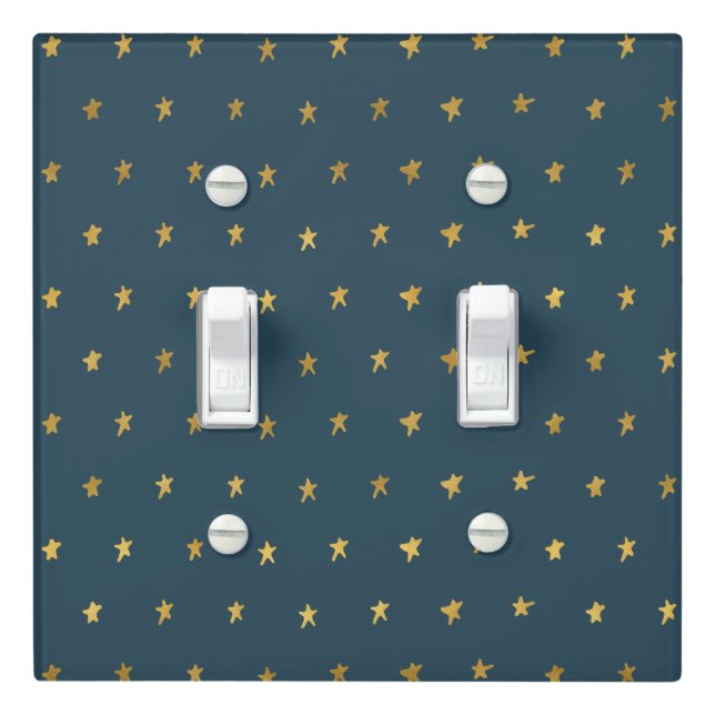 Navy Blue Gold Stars  Light Switch Cover (In Situ)