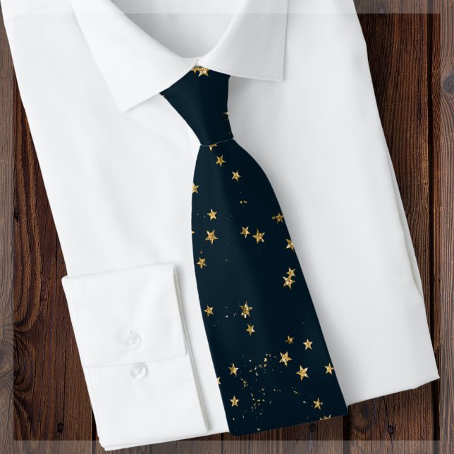 Navy Blue & Gold Stars |  Neck Tie (Creator Uploaded)