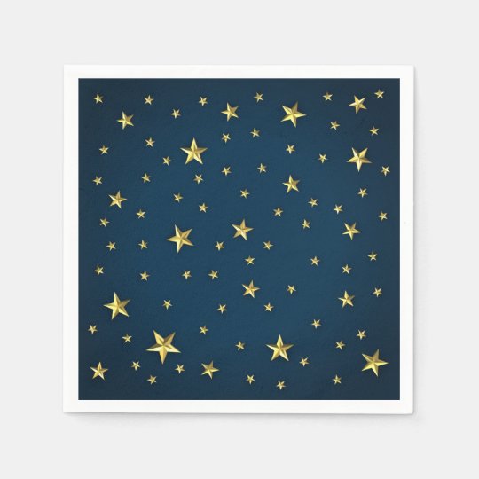 Navy Blue Gold Stars Personalized Napkins