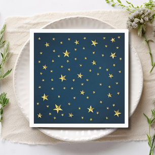 Navy Blue Gold Stars Personalized Napkins