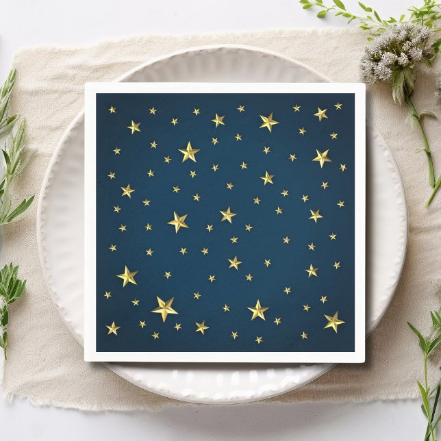 Navy Blue Gold Stars Personalized Napkins (Creator Uploaded)