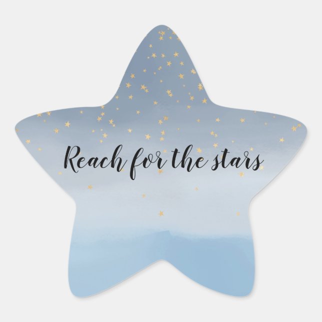 Navy Blue Gold Stars Sky Watercolor     Star Sticker (Front)