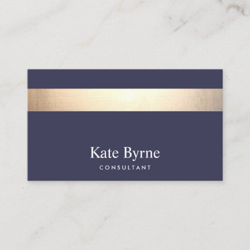 Navy Blue _ Gold Stripe Modern Stylish  Business Card