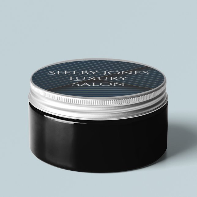 Navy Blue Gold Striped Elegant Modern Business Classic Round Sticker (Creator Uploaded)