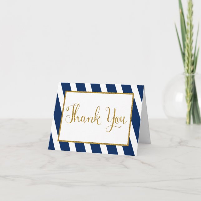 Navy Blue Gold Stripes Thank You (Front)