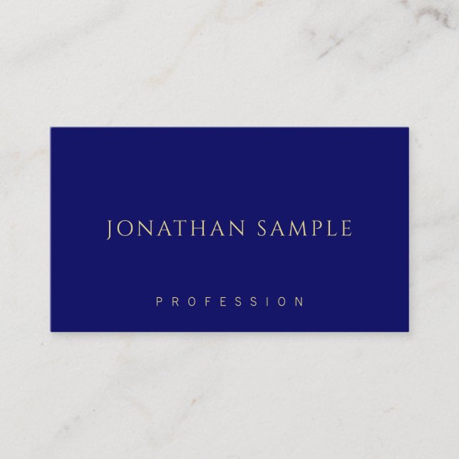 Navy Blue Gold Template Minimalist Modern Elegant Business Card (Front)