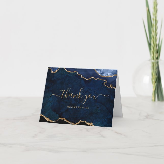 Navy Blue & Gold Thank You Card (Front)