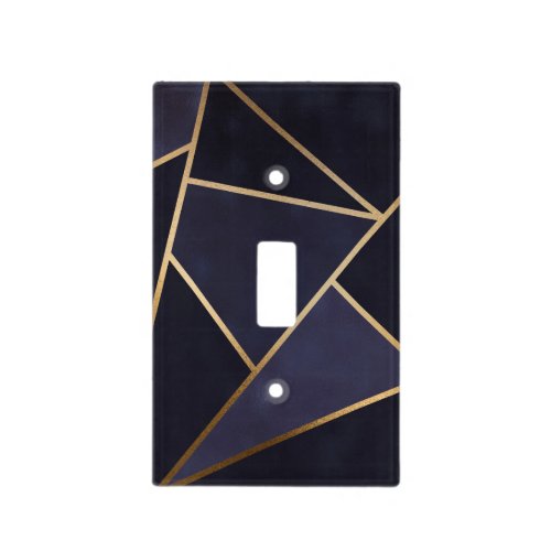 Navy Blue Gold Triangles Geometric Elegant Classy Light Switch Cover