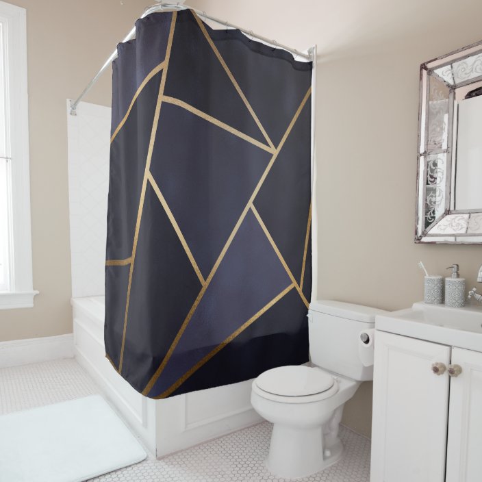 blue and gold shower curtain