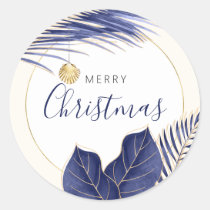 Navy Blue &amp; Gold Tropical Christmas Envelope Seals