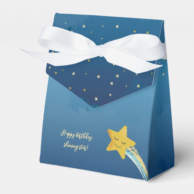Navy Blue Gold Twinkle Little Star Favor Box (Front Side)