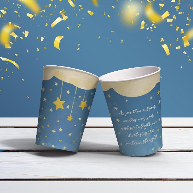 Navy Blue Gold Twinkle Little Star Paper cup (Creator Uploaded)