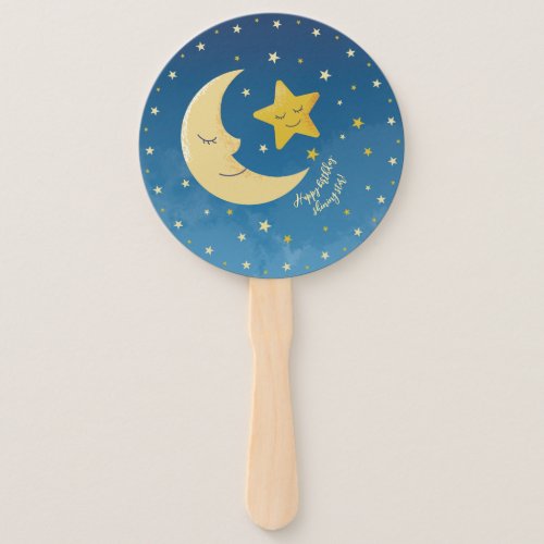 Navy Blue Gold Twinkle Little Star Set of Fans