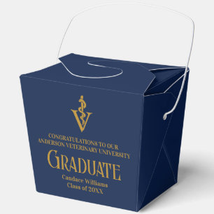 Navy Blue Gold Veterinary School Graduate Fortune Favor Boxes